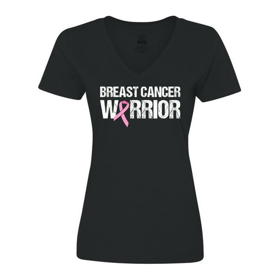 Inktastic Breast Cancer Warrior Women's V-Neck T-Shirt