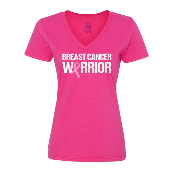 Inktastic Breast Cancer Warrior Women's V-Neck T-Shirt