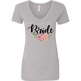 thumbnail image 1 of Inktastic Bride with Flower Illustration Women's V-Neck T-Shirt, 1 of 5