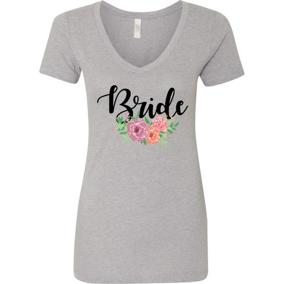 Inktastic Bride with Flower Illustration Women's V-Neck T-Shirt