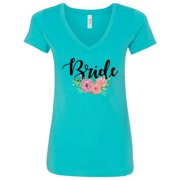 Inktastic Bride with Flower Illustration Women's V-Neck T-Shirt