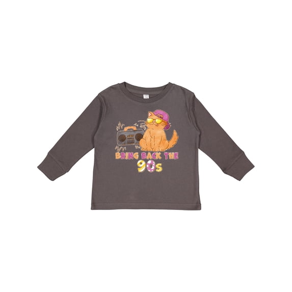 Inktastic Bring Back The 90s Cool Orange Cat Boys or Girls Long Sleeve Toddler T-Shirt