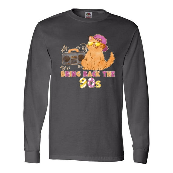 Inktastic Bring Back The 90s Cool Orange Cat Long Sleeve T-Shirt