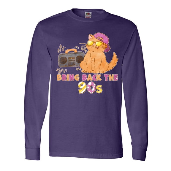 Inktastic Bring Back The 90s Cool Orange Cat Long Sleeve T-Shirt