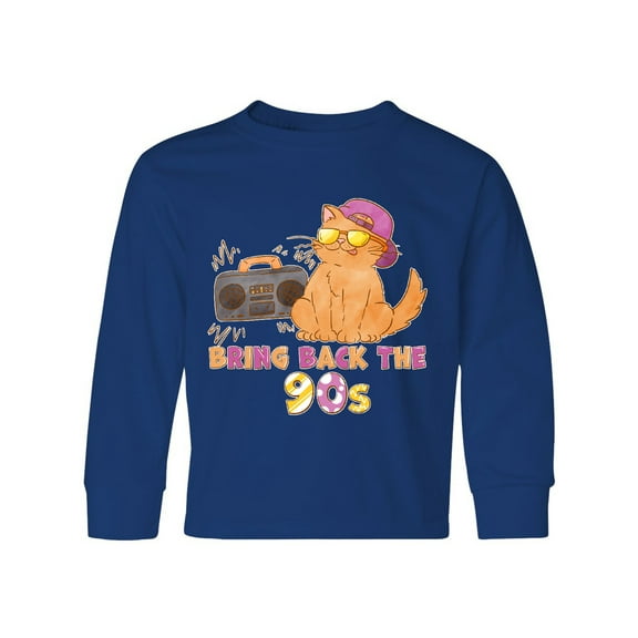 Inktastic Bring Back The 90s Cool Orange Cat Long Sleeve Youth T-Shirt