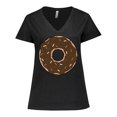 thumbnail image 1 of Inktastic Brown Donut, Donut With Chocolate Sprinkles, Frosting Women's Plus Size V-Neck T-Shirt, 1 of 5