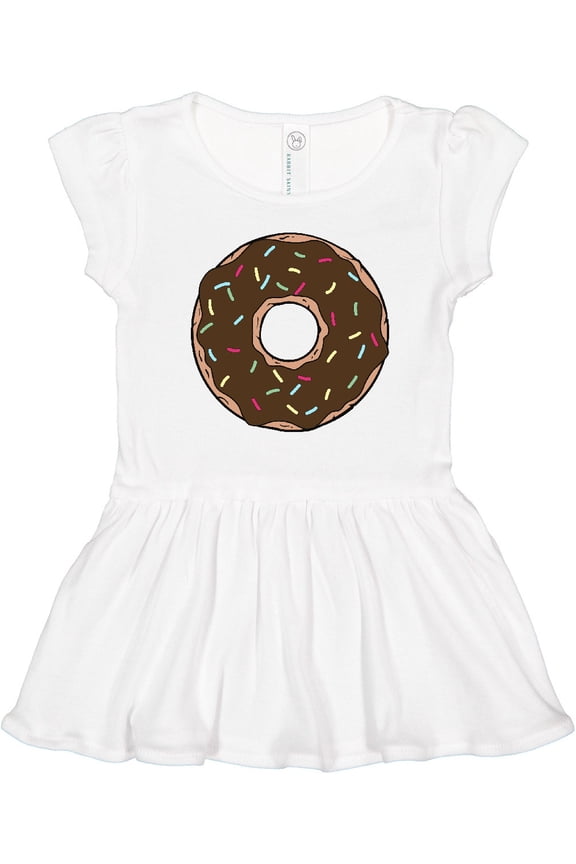 Brown Donut, Donut With Colorful Sprinkles, Frosting Girls Toddler Dress