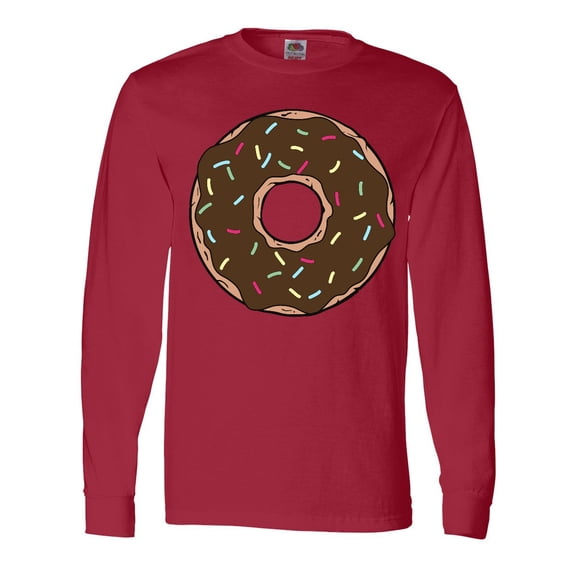 Inktastic Brown Donut, Donut With Colorful Sprinkles, Frosting Long Sleeve T-Shirt