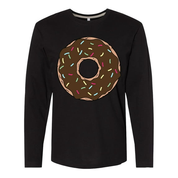 Inktastic Brown Donut, Donut With Colorful Sprinkles, Frosting Long Sleeve T-Shirt