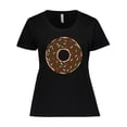 thumbnail image 1 of Inktastic Brown Donut, Donut With Colorful Sprinkles, Frosting Women's Plus Size T-Shirt, 1 of 5