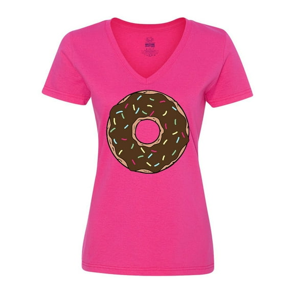 Inktastic Brown Donut, Donut With Colorful Sprinkles, Frosting Women's V-Neck T-Shirt