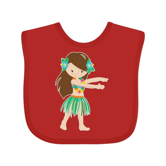 Inktastic Brown Haired Hula Girl Girls Baby Bib