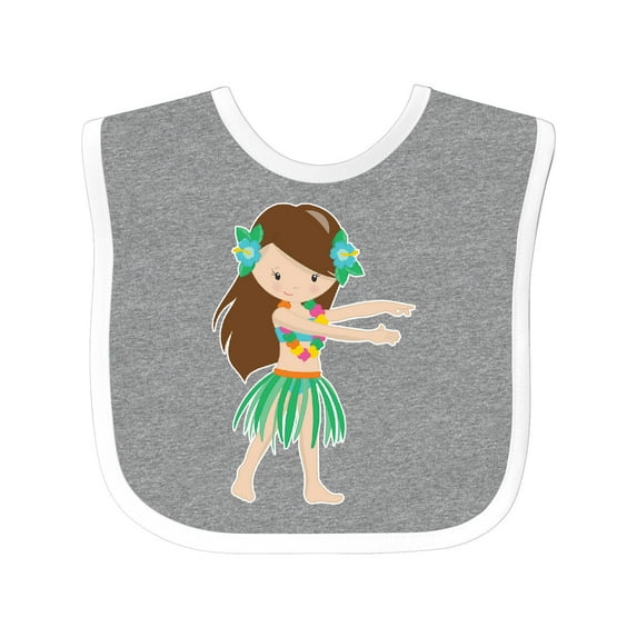 Inktastic Brown Haired Hula Girl Girls Baby Bib