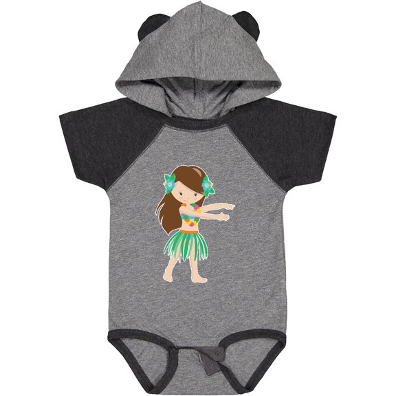 Inktastic Brown Haired Hula Girl Girls Baby Bodysuit