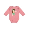 thumbnail image 1 of Inktastic Brown Haired Hula Girl Girls Long Sleeve Baby Bodysuit, 1 of 5