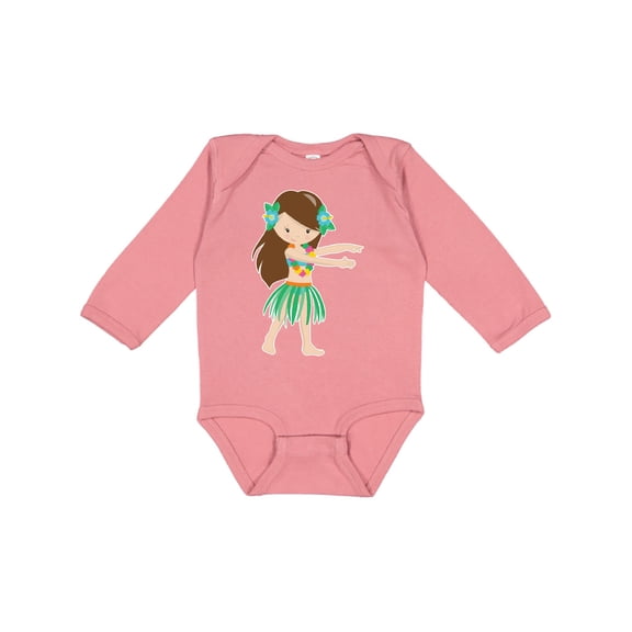 Inktastic Brown Haired Hula Girl Girls Long Sleeve Baby Bodysuit