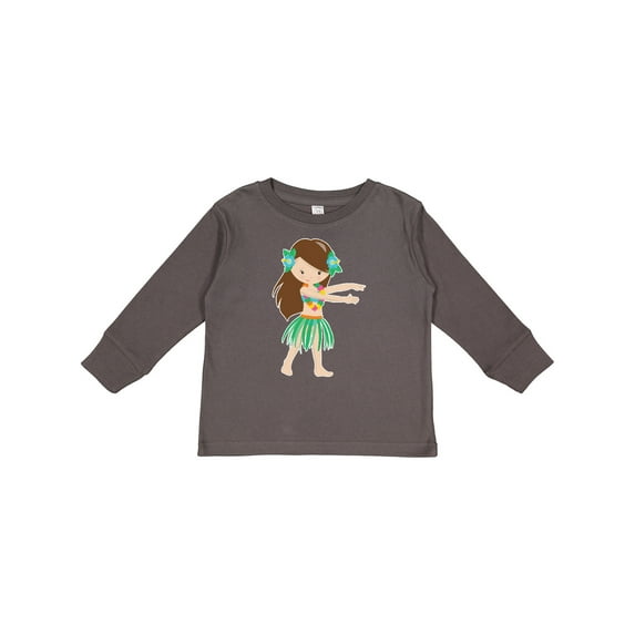 Inktastic Brown Haired Hula Girl Girls Long Sleeve Toddler T-Shirt