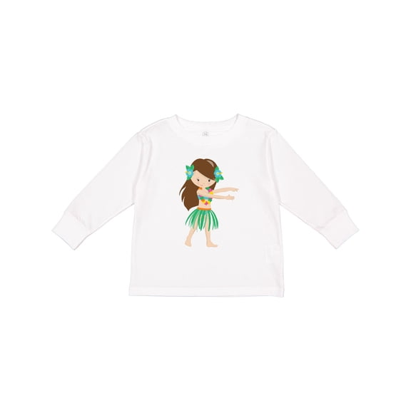 Inktastic Brown Haired Hula Girl Girls Long Sleeve Toddler T-Shirt
