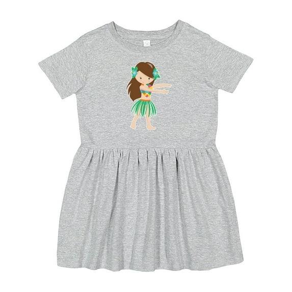 Inktastic Brown Haired Hula Girl Girls Toddler Dress