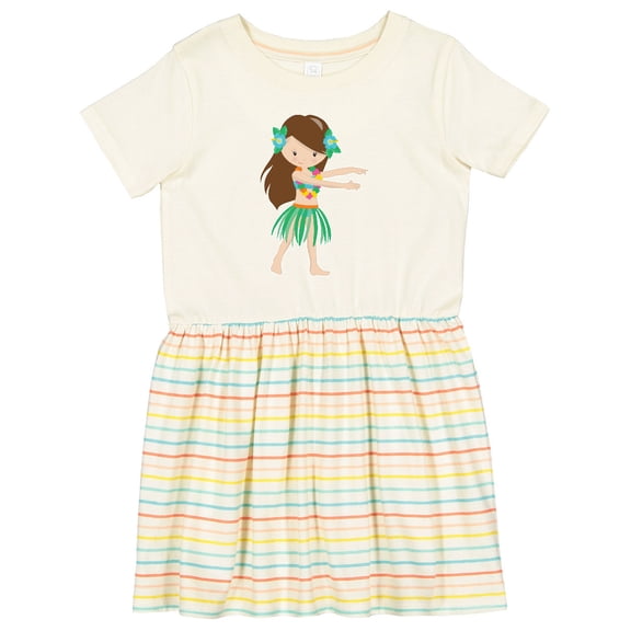 Inktastic Brown Haired Hula Girl Girls Toddler Dress