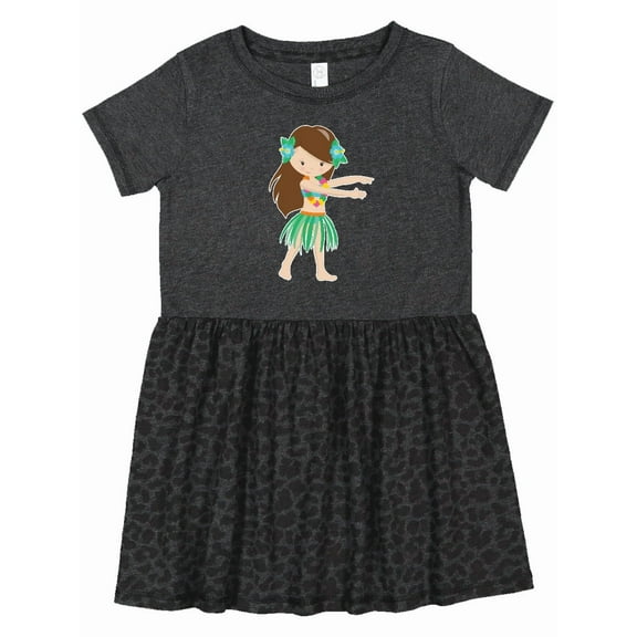 Inktastic Brown Haired Hula Girl Girls Toddler Dress