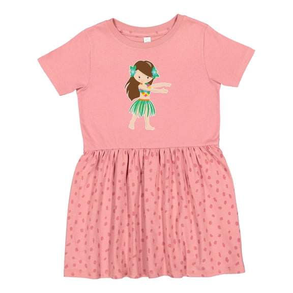 Inktastic Brown Haired Hula Girl Girls Toddler Dress