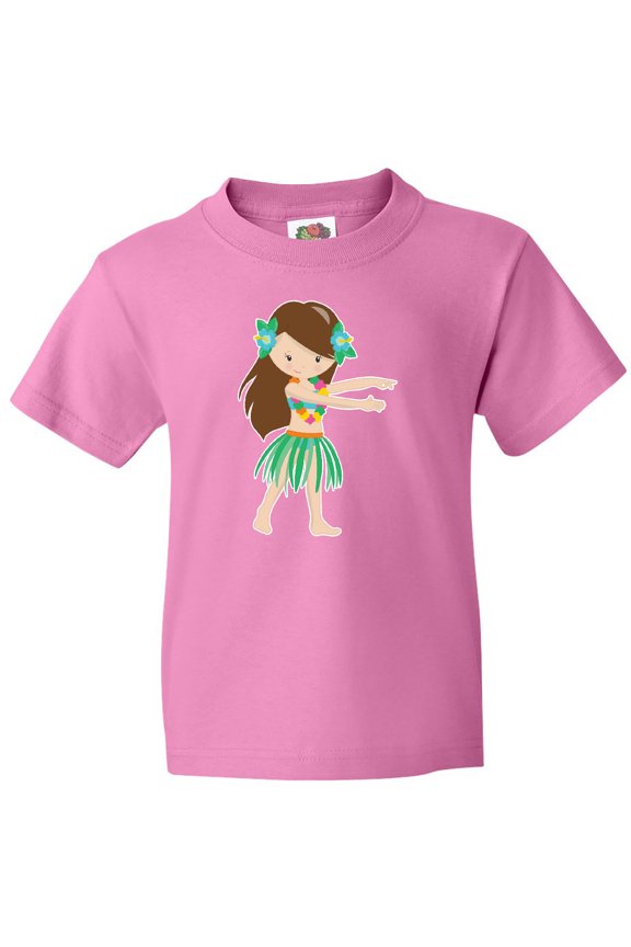 Brown Haired Hula Girl Youth T-Shirt