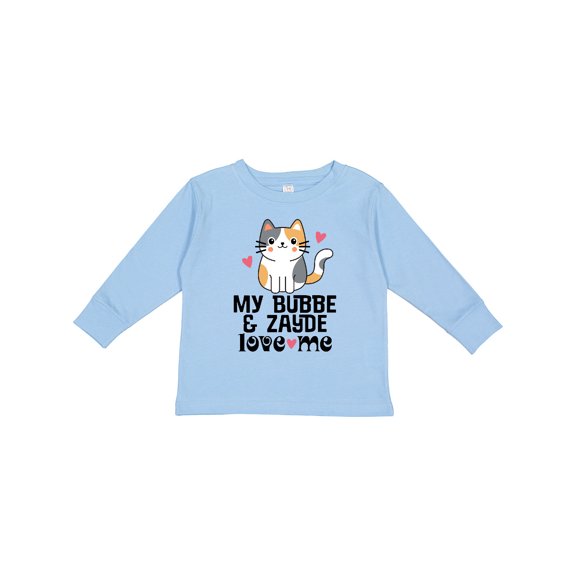 Inktastic Bubbe and Zayde Love Me Grandchild Cat Girls Long Sleeve Toddler T-Shirt