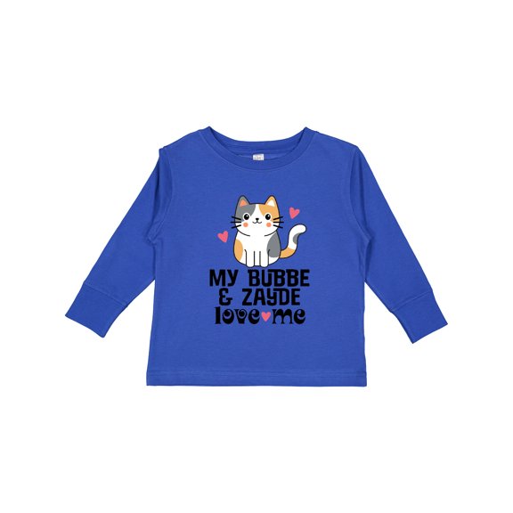 Inktastic Bubbe and Zayde Love Me Grandchild Cat Girls Long Sleeve Toddler T-Shirt