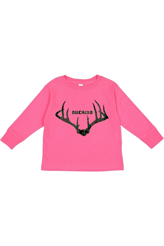 Buck:30 in Camo Boys or Girls Long Sleeve Toddler T-Shirt