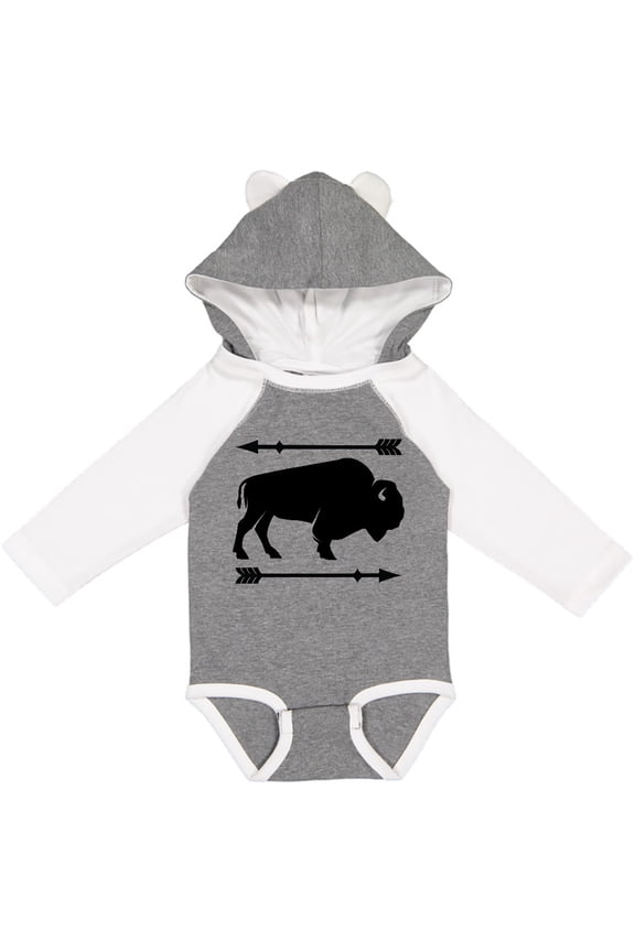 Buffalo Cute Animal Western Boys or Girls Long Sleeve Baby Bodysuit