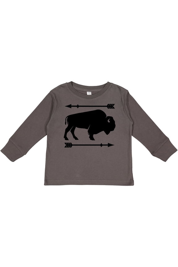 Buffalo Cute Animal Western Boys or Girls Long Sleeve Toddler T-Shirt