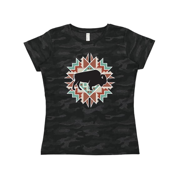 Inktastic Buffalo Cute Western Pattern Women's T-Shirt