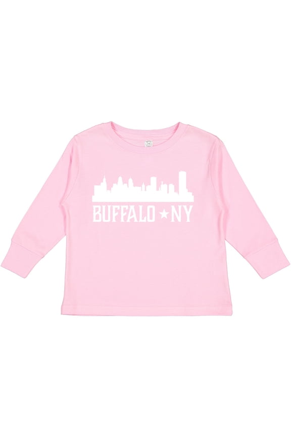 Buffalo New York NY Cities Skyline Boys or Girls Long Sleeve Toddler T-Shirt
