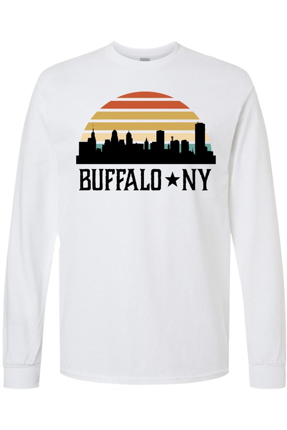 Buffalo New York Skyline Retro Long Sleeve T-Shirt