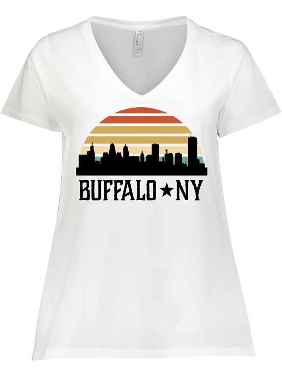 Buffalo New York Skyline Retro Women's Plus Size V-Neck T-Shirt