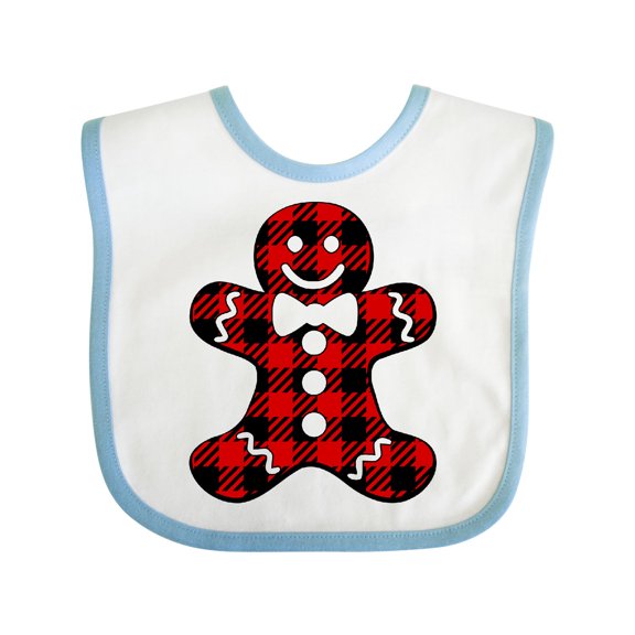 Inktastic Buffalo Plaid Gingerbread Man Boys or Girls Baby Bib