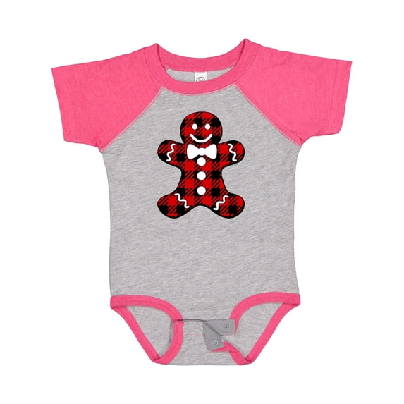 Inktastic Buffalo Plaid Gingerbread Man Boys or Girls Baby Bodysuit