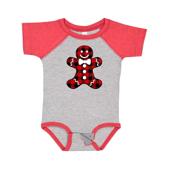 Inktastic Buffalo Plaid Gingerbread Man Boys or Girls Baby Bodysuit
