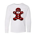 thumbnail image 1 of Inktastic Buffalo Plaid Gingerbread Man Long Sleeve Youth T-Shirt, 1 of 5