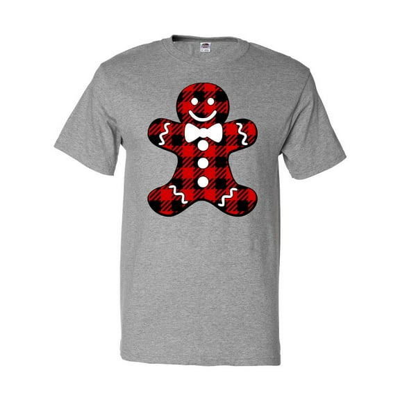 Inktastic Buffalo Plaid Gingerbread Man T-Shirt