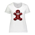 thumbnail image 1 of Inktastic Buffalo Plaid Gingerbread Man Women's Plus Size T-Shirt, 1 of 5