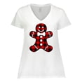 thumbnail image 1 of Inktastic Buffalo Plaid Gingerbread Man Women's Plus Size V-Neck T-Shirt, 1 of 5