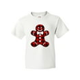 thumbnail image 1 of Inktastic Buffalo Plaid Gingerbread Man Youth T-Shirt, 1 of 5