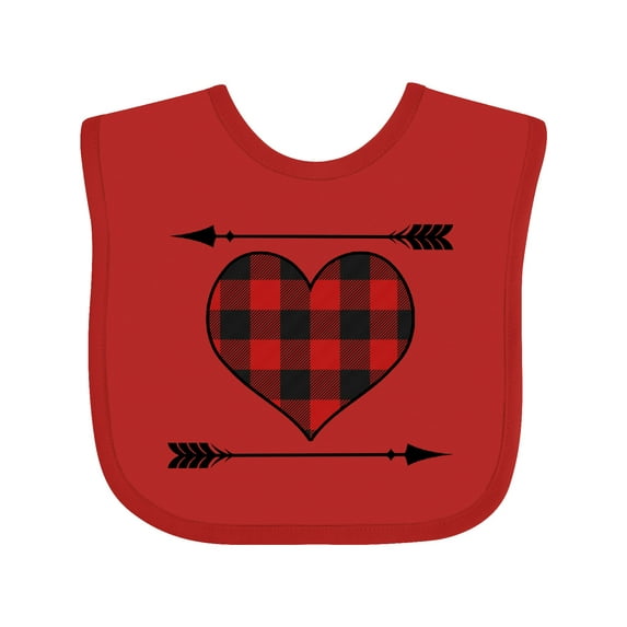 Inktastic Buffalo Plaid Valentines Day Heart Boys or Girls Baby Bib