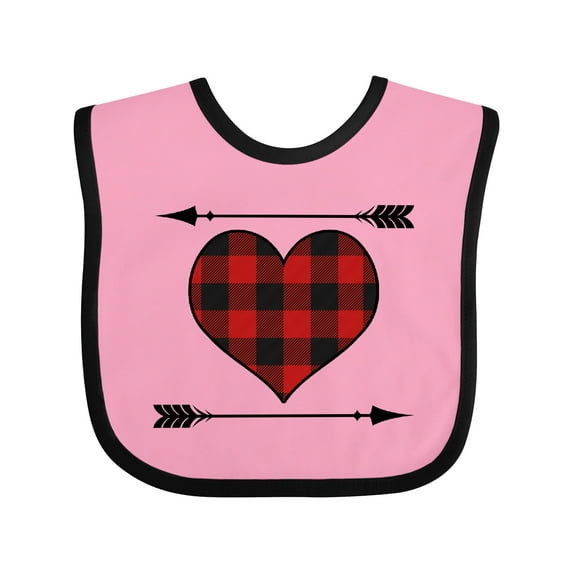 Inktastic Buffalo Plaid Valentines Day Heart Boys or Girls Baby Bib
