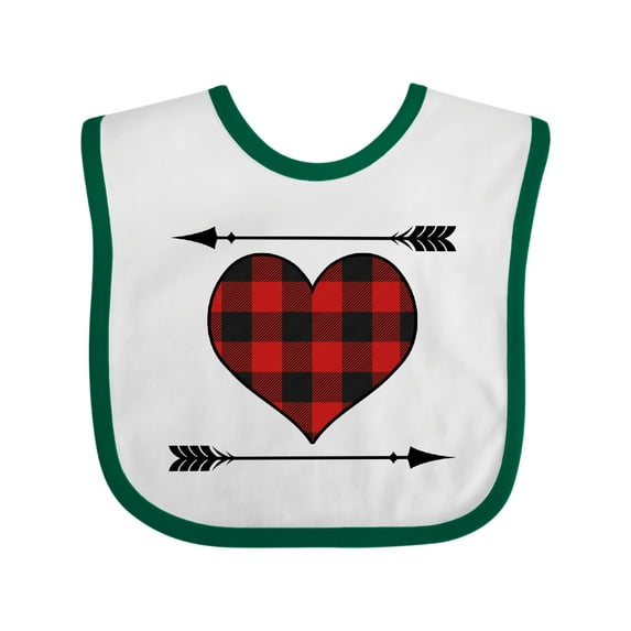 Inktastic Buffalo Plaid Valentines Day Heart Boys or Girls Baby Bib