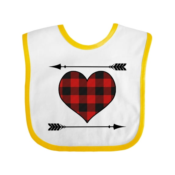 Inktastic Buffalo Plaid Valentines Day Heart Boys or Girls Baby Bib