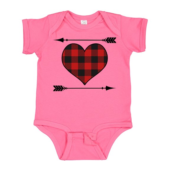 Inktastic Buffalo Plaid Valentines Day Heart Boys or Girls Baby Bodysuit