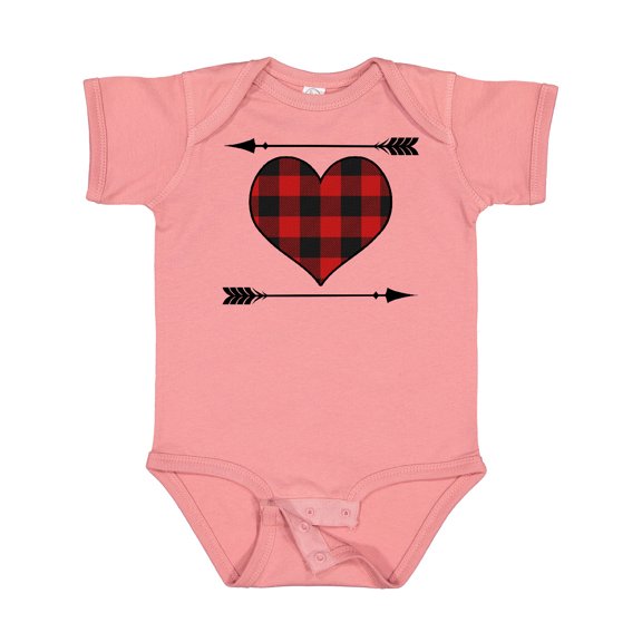 Inktastic Buffalo Plaid Valentines Day Heart Boys or Girls Baby Bodysuit